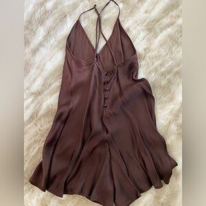 Brown silk romper, Zara